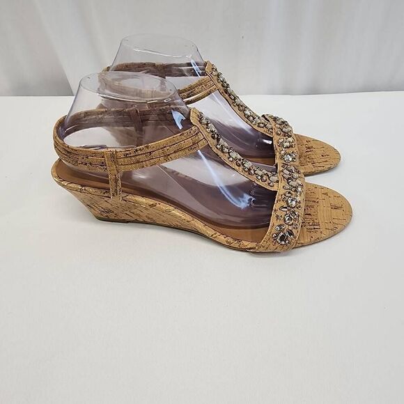 Attention Size 11 Rhinestone Summer Wedge Sandals N - Picture 3 of 8
